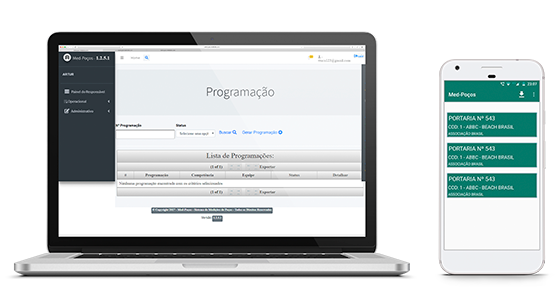 O sistema med-poços funciona em dispositivos moveis e desctops
